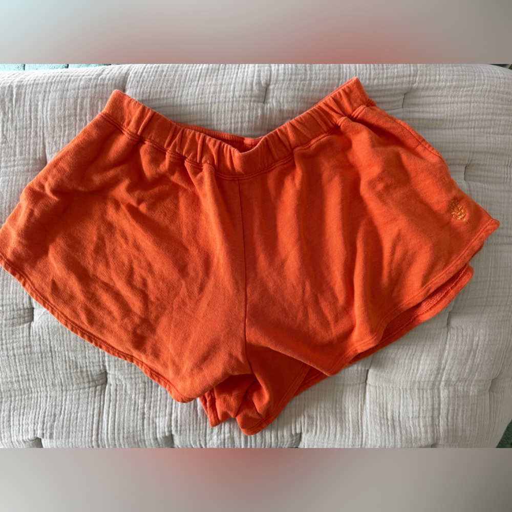 Freepeople Movement Orange Shorts with Embroidered Logo - Picture 2 of 3